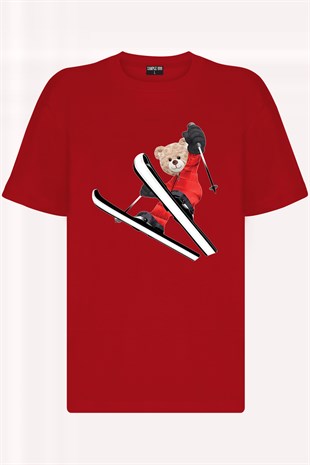 Teddy Printed Unisex Tshirt (Kırmızı)